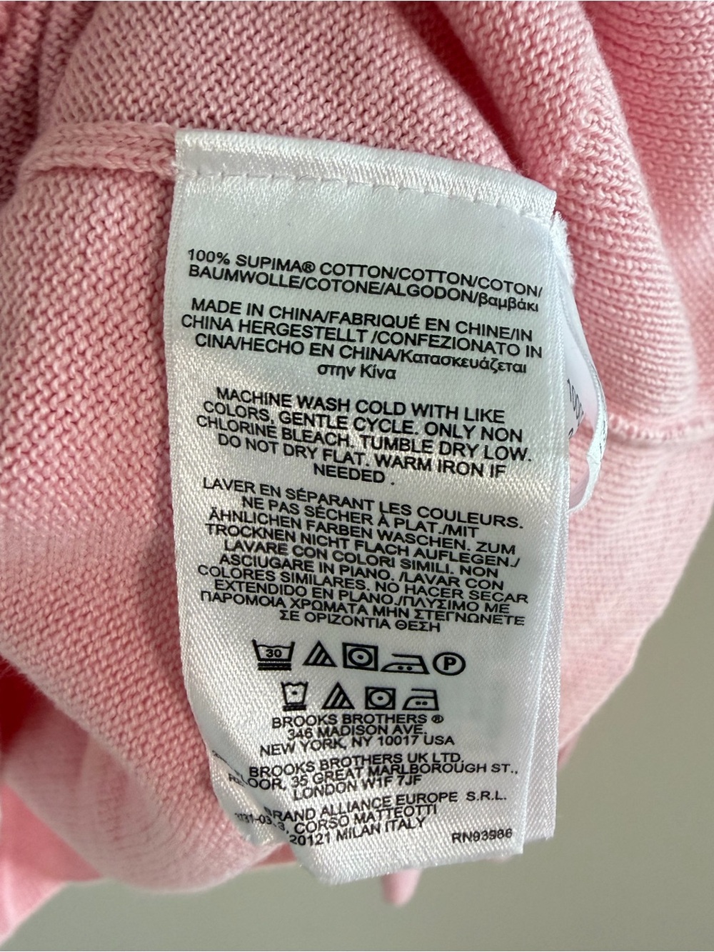 Brooks Brothers Mens L Supima Cotton Sweater Pink V Neck Pullover Preppy - Picture 7 of 10